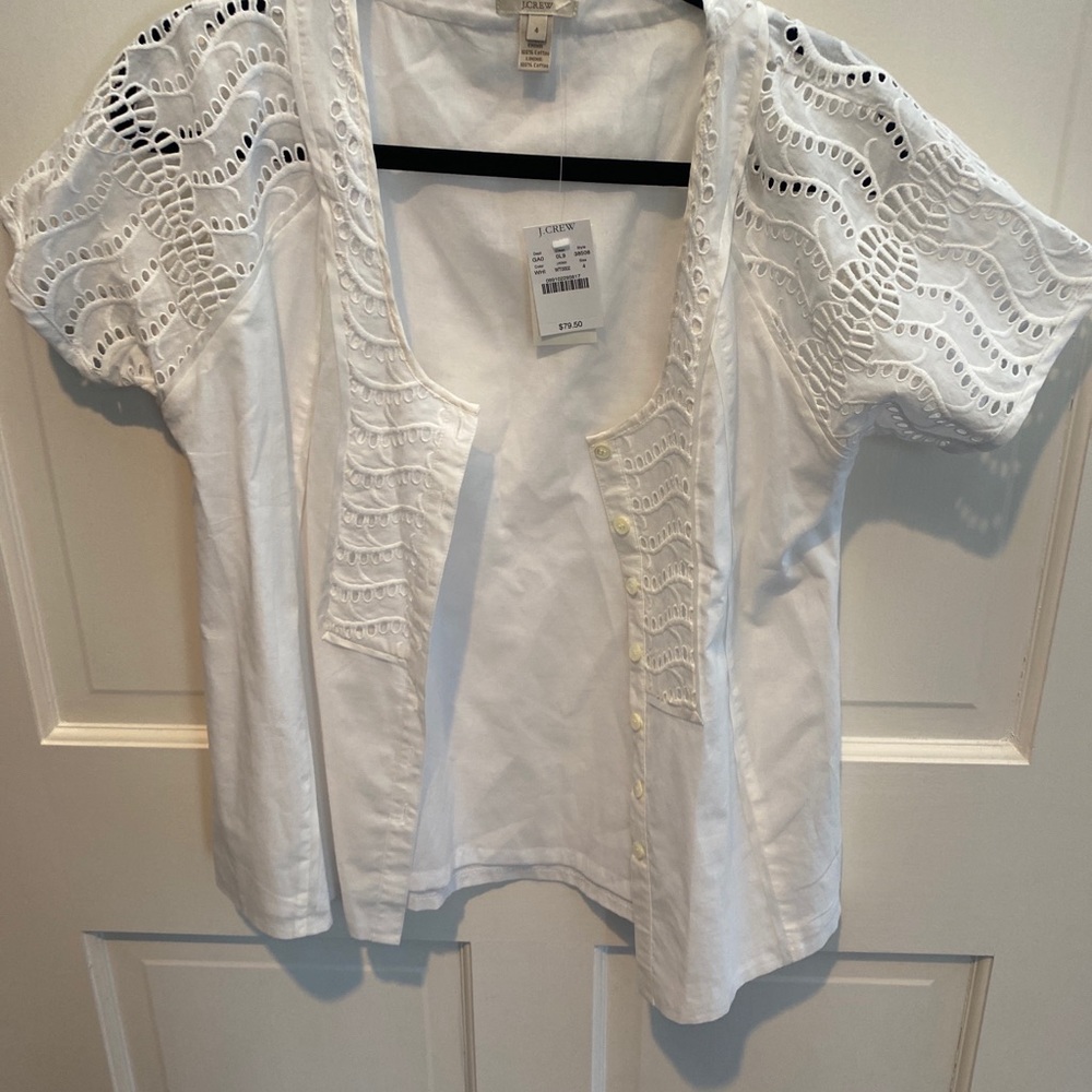 J. Crew women’s white shirt sleeve button down